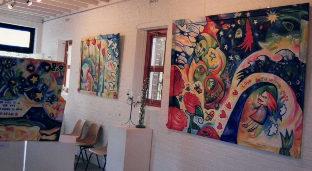 Paintings in a gallery